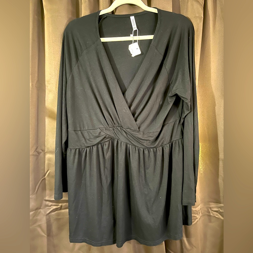 Ladies Tianzhu Top, Size 2xl, Solid Black, , Nwt Sorry My Puppy Tore The Tag